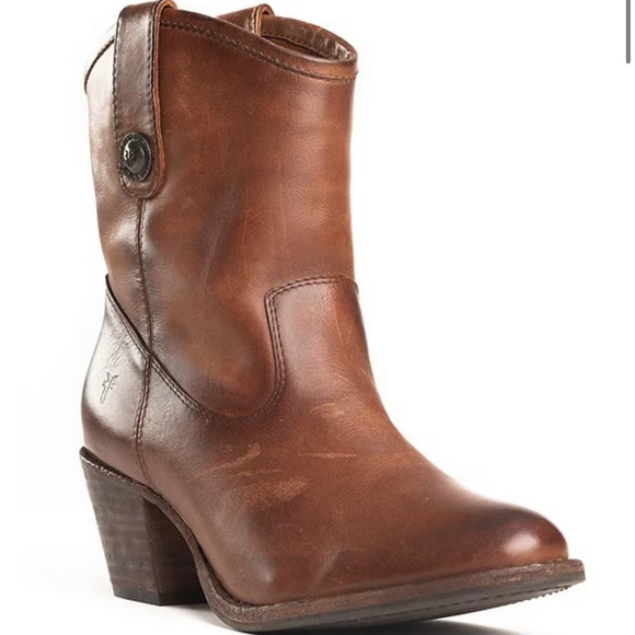 Frye Jackie Button Short Leather Western Mid Boots - Picture 3 of 16